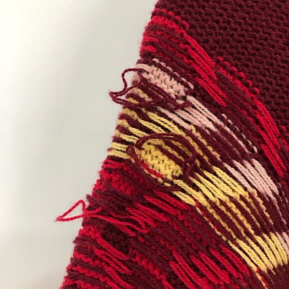 Free People S Rainbow Dreams Batwing Sleeve Knit Sweater mauve red woven 0552 - Picture 10 of 12